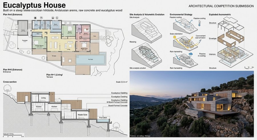 Aerial view of a villa with pool and landscaped garden